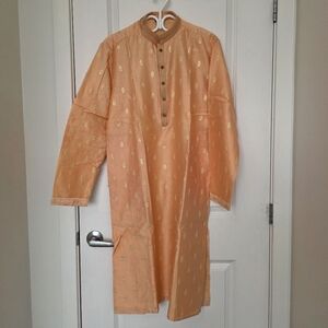 Elegant Peach Kurta with Gold Detailing
